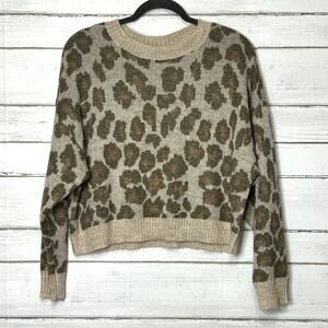 American Eagle Cropped Leopard Print Sweater Size Small